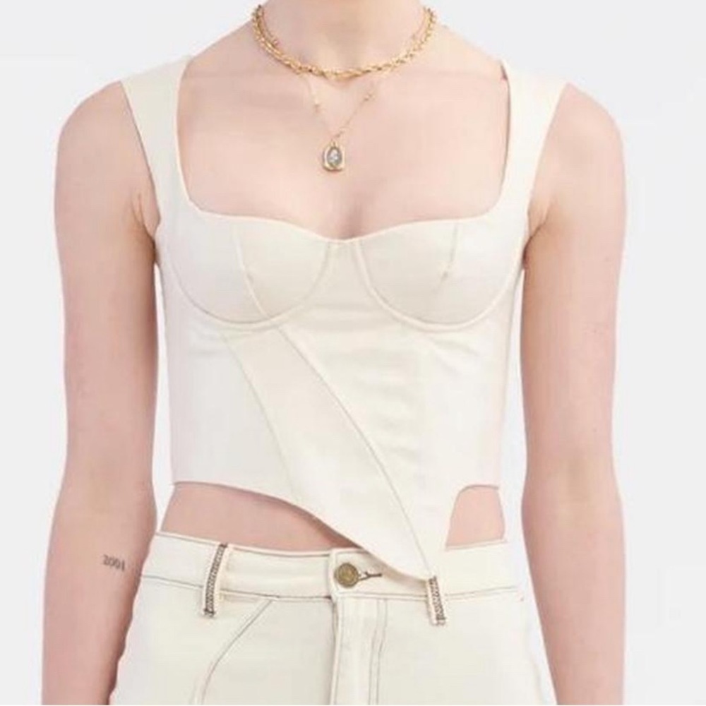 CIDER Corset Style Bikini Top Beige | Structured Bustier Swim Top |